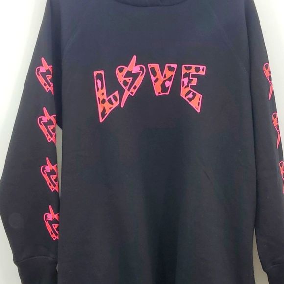 torrid Tops - Torrid Tunic Cozy Hoodie Fleece Love Leopard Bolt Size 1X